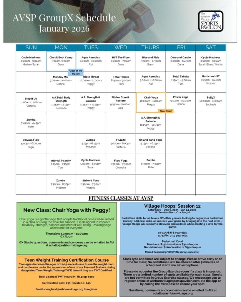 Jan 2026 GX Schedule
