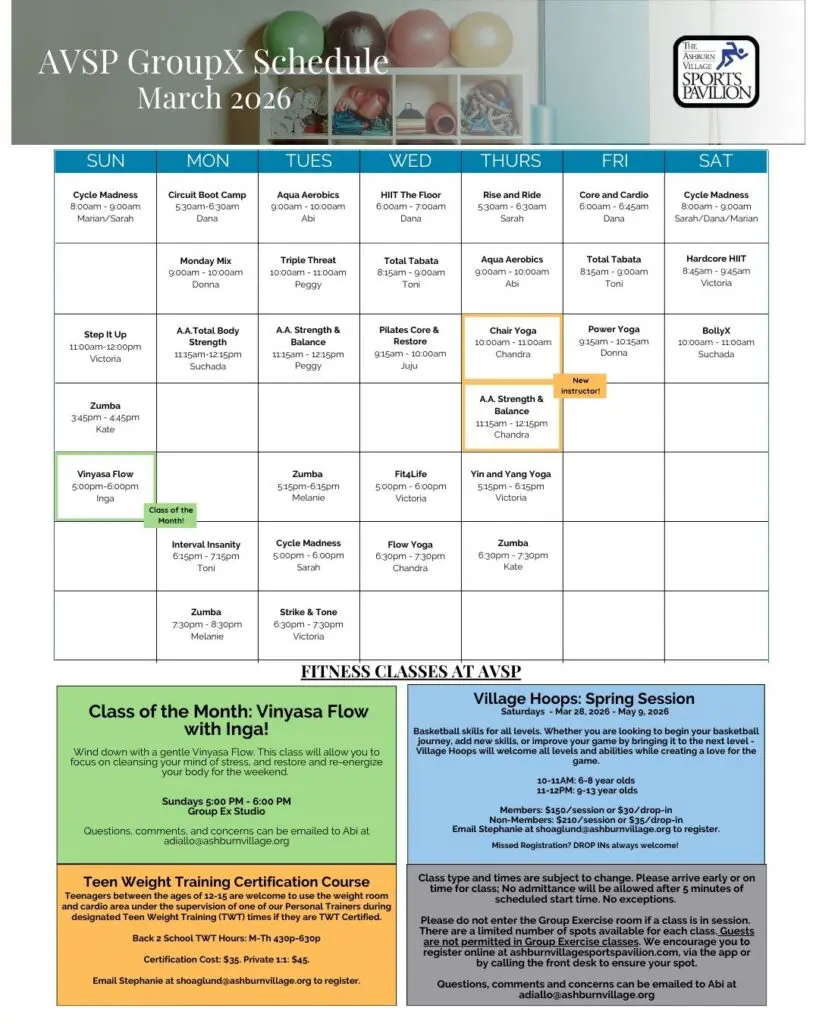 March 2026 GX Schedule